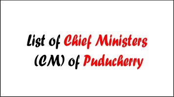 List of Chief Ministers (CM) of Puducherry (1963 - 2024)